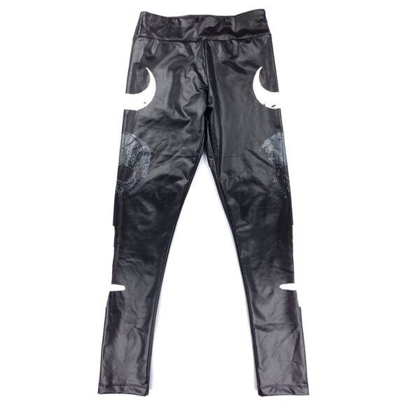 NWT Dolls Kill Killstar Holy Trinity Leggings Patent Leather Goth Witchy Black - Picture 1 of 10